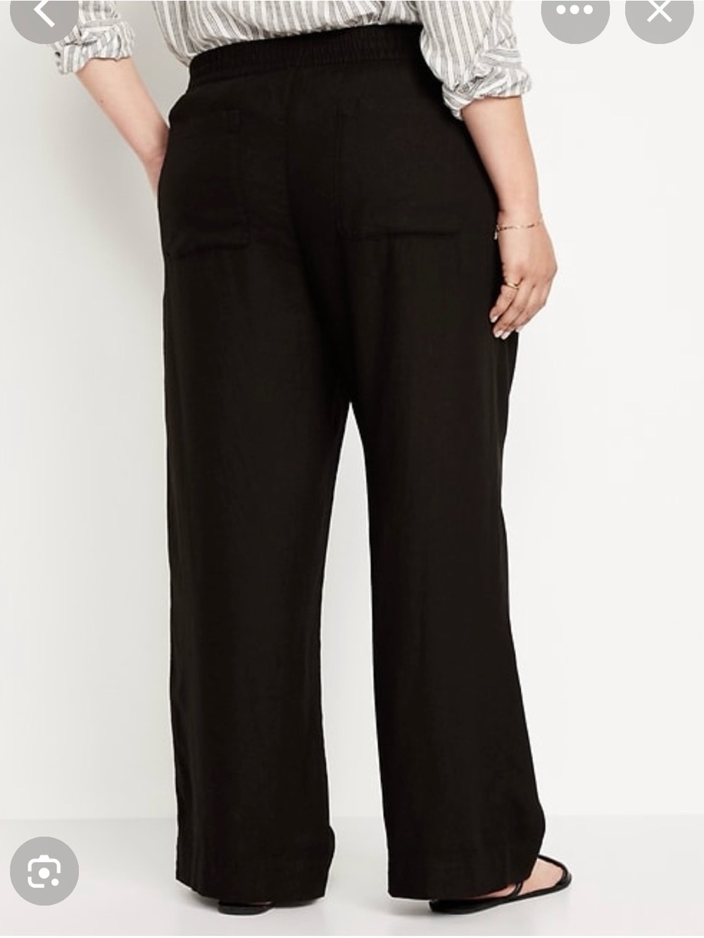 NWT Linen Blend High Rise Wide Leg Pants Comfort Waistband Women’s Large Black - Picture 4 of 12